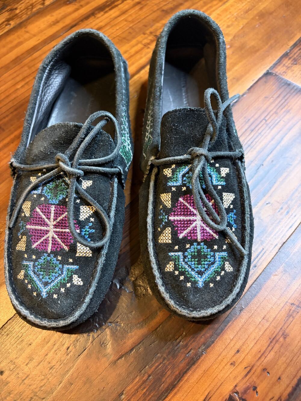 Isabel Marant Freen Black Suede Embroidered Moccasin Loafers Size 38